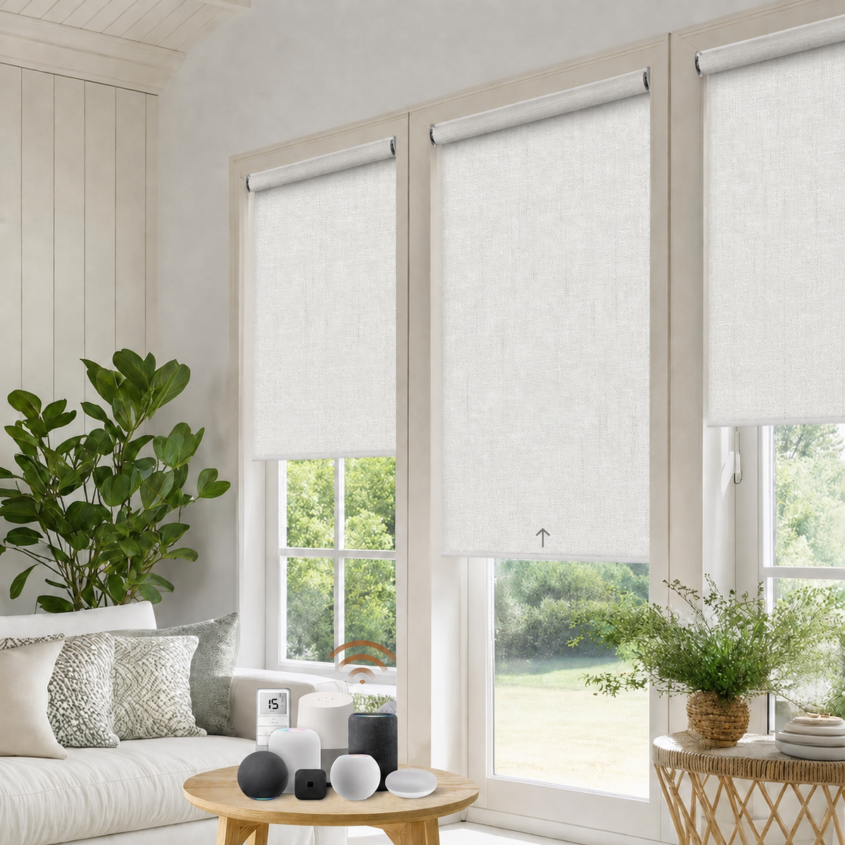 P5 Motorized Roller Shades with Remote, 100% Blackout Fabric Smart Blinds