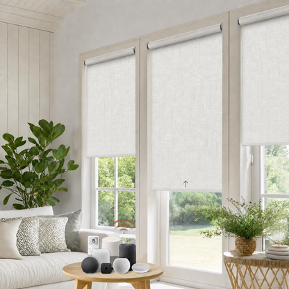 P5 Motorized Roller Shades with Remote, 100% Blackout Fabric Smart Blinds